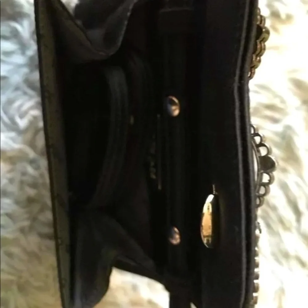 Judith Jack Floral Marcasite Satin Detachable Strap Small Clutch Handbag Purse
